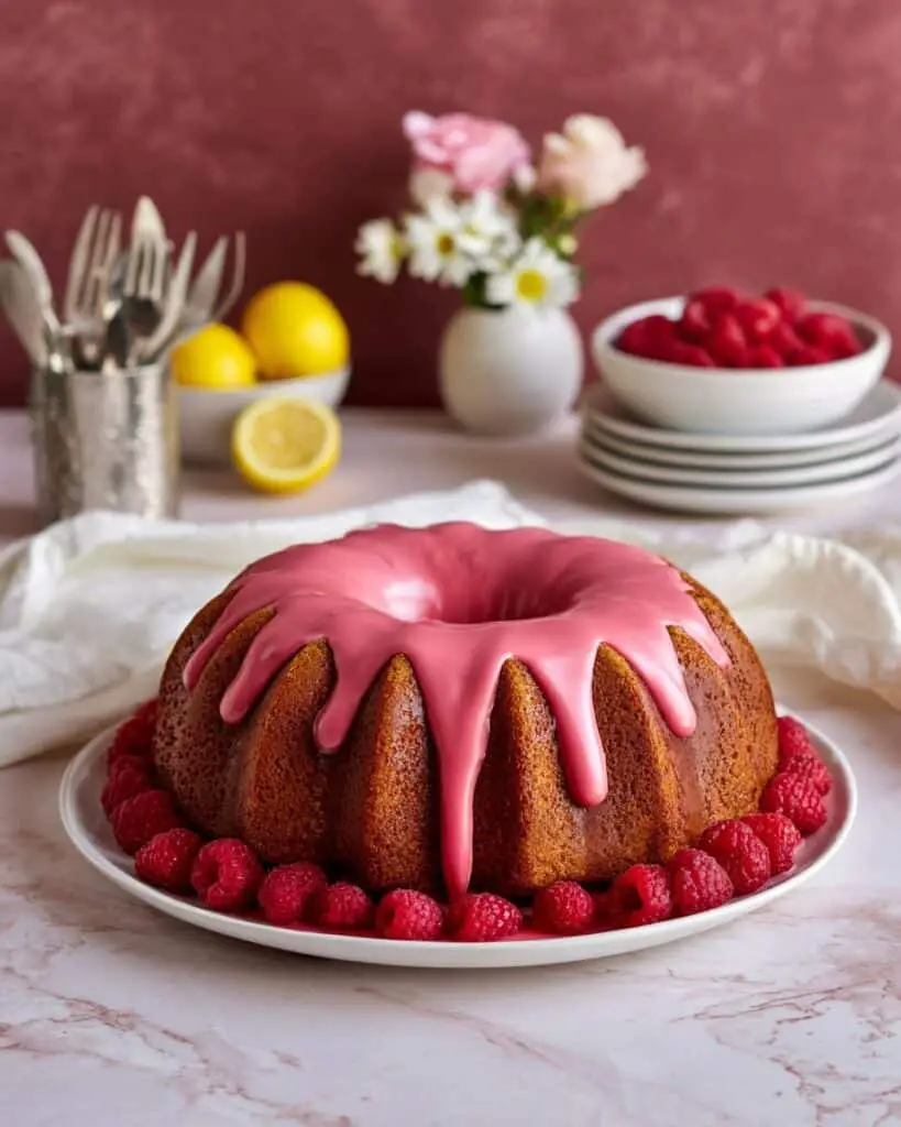 Moist Lemon Raspberry Bundt Cake Recipe