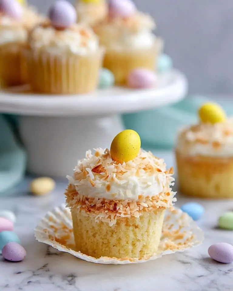 Moist & Fluffy Coconut Easter Cupcakes Recipe