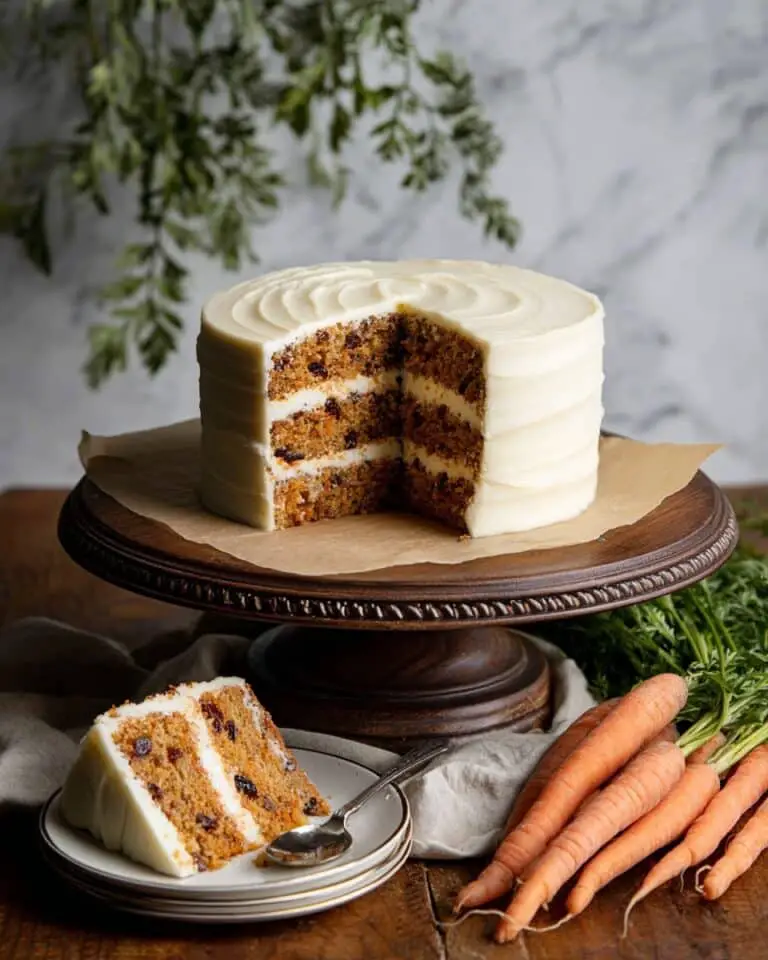 Carrot Cake with Praline Filling and Cream Cheese Frosting Recipe