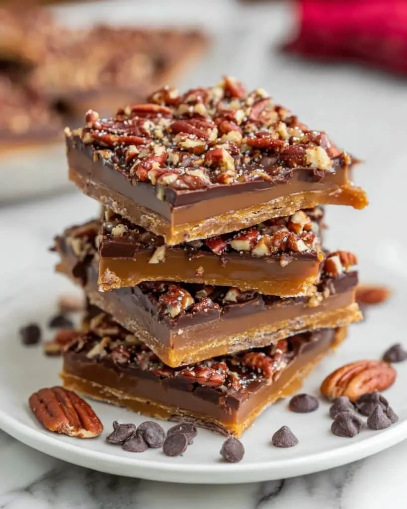 Saltine Cracker Toffee with Chocolate and Pecans Recipe