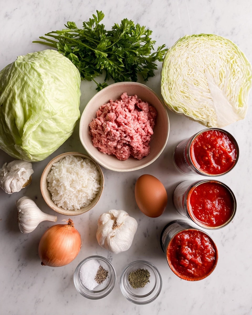 A close-up view of a rolled dish with three visible layers: a soft, light yellow inside, a middle layer of melted white cheese, and a thick outer layer of bright red tomato sauce with some green parsley leaves on top. The roll is held above a white marbled surface by a metal spatula, showing more of these rolls arranged inside a clear glass baking dish filled with red sauce. The tops of the rolls are sprinkled with chopped green herbs, and the dish rests on a white marbled surface next to a blue and white striped cloth. Photo taken with an iphone --ar 4:5 --v 7