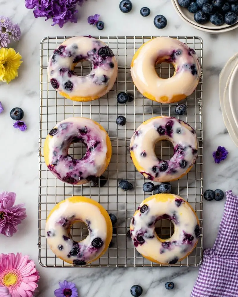 Blueberry Donuts with Lemon and Blueberry Glazes Recipe