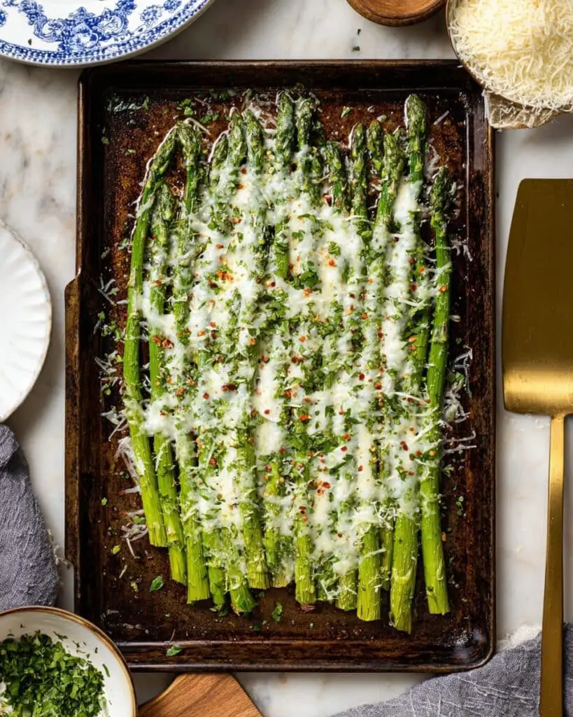 Cheesy Baked Asparagus with Parmesan and Mozzarella Recipe