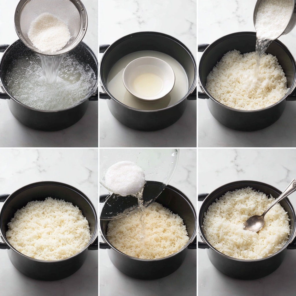 The image shows a white plate lined with white parchment paper holding three different groups of crispy rice cakes. The front group has golden brown rice squares with a crunchy texture and some parts slightly darker, showing a toasted effect. Behind that group, on the right, there are rice squares topped with sesame seeds, giving a light golden color with speckled texture. On the left side, slightly blurred in the back, there are more rice pieces with a charred, toasted look, darker with browned spots, and a rough texture. In the background, two small white bowls hold green herb seasoning and light beige powder, placed on a wooden table with a white marbled surface under the plate. photo taken with an iphone --ar 4:5 --v 7