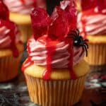 Bloody Raspberry Muffins with Raspberry Insert and Broken Glass Decoration Recipe