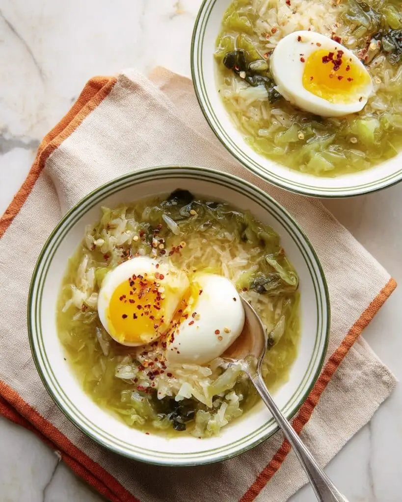 Green and Garlicky Ramp Soup with Soft-Boiled Eggs Recipe