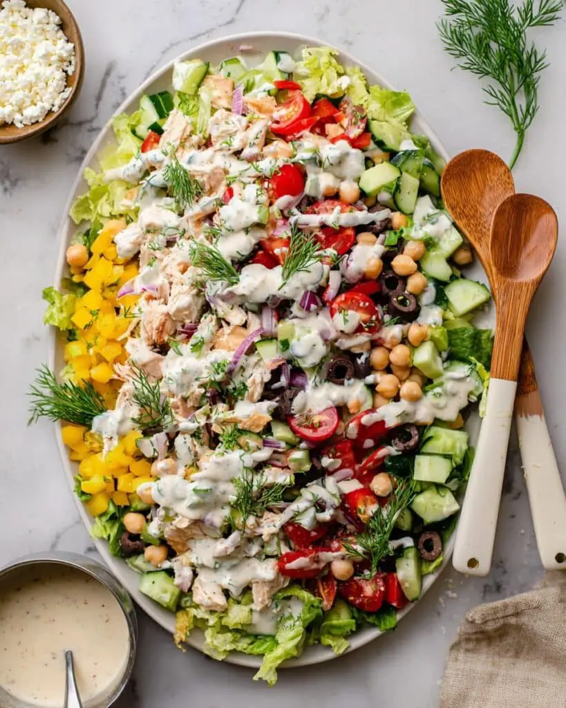 Chopped Greek Salad with Creamy Lemon Vinaigrette Recipe