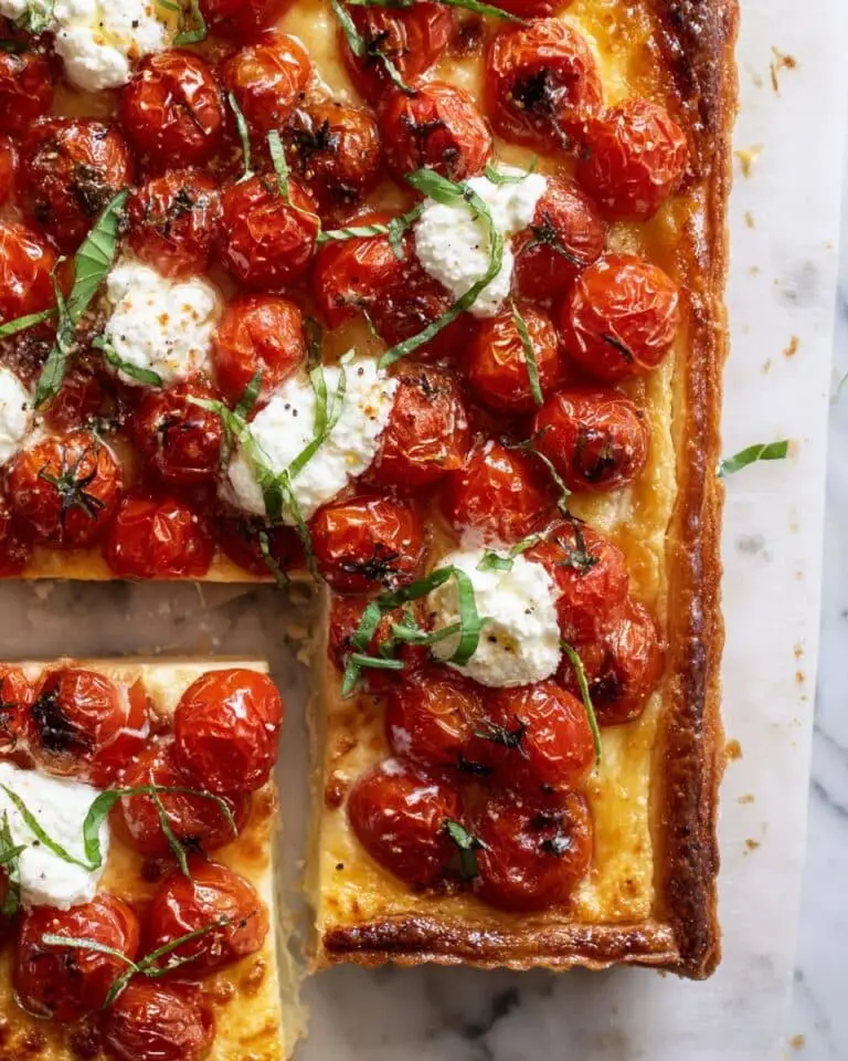 Burst Tomato Ricotta Puff Pastry Tart Recipe