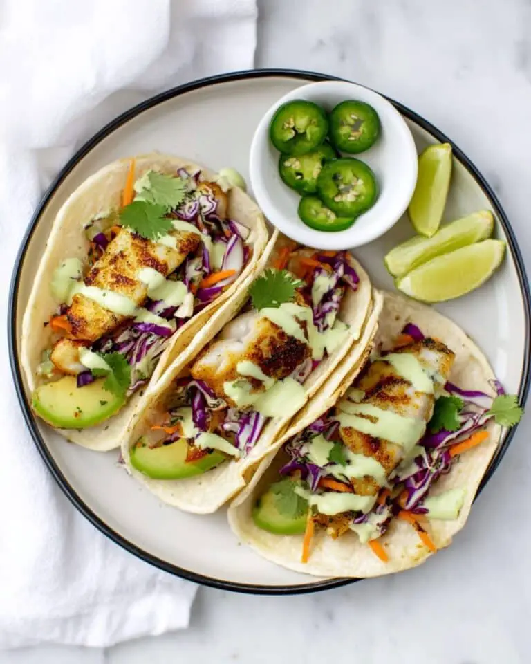 Honey Lime Cilantro Fish Tacos with Cabbage Slaw Recipe
