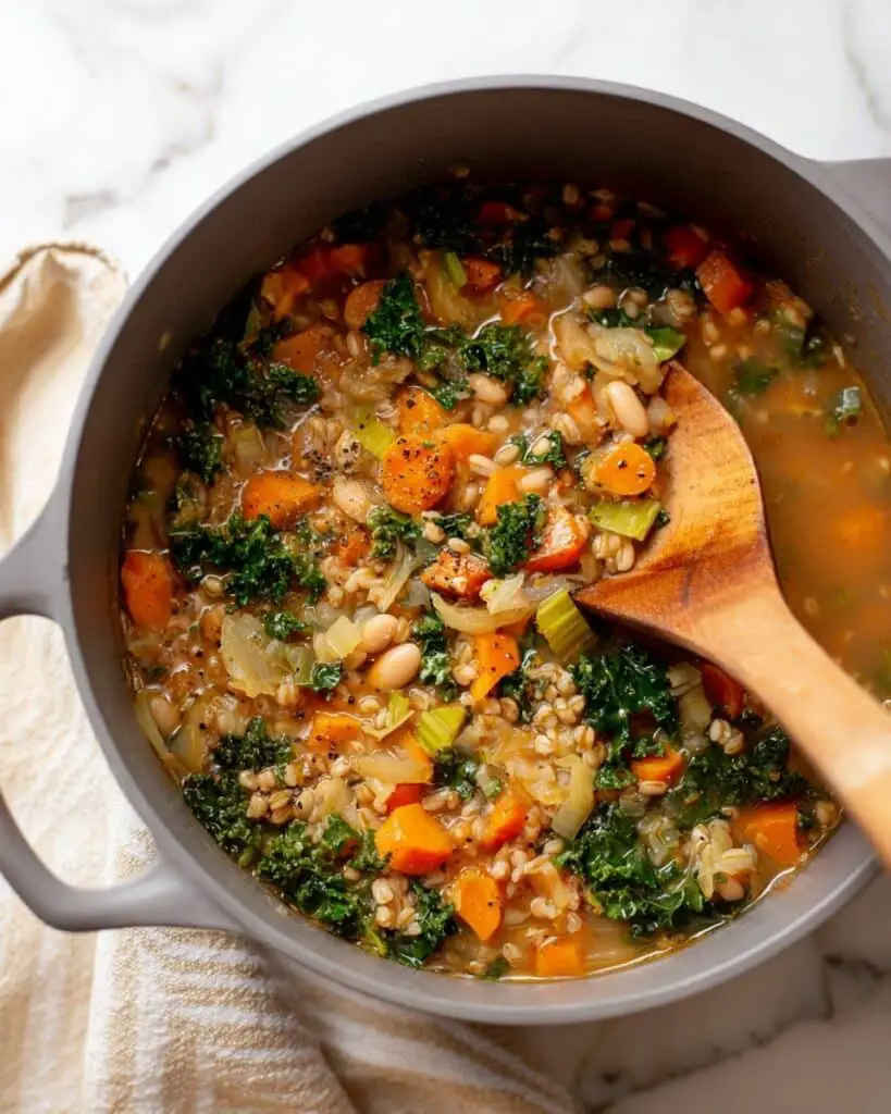 Farro and Kale Minestrone Soup with Pesto Recipe