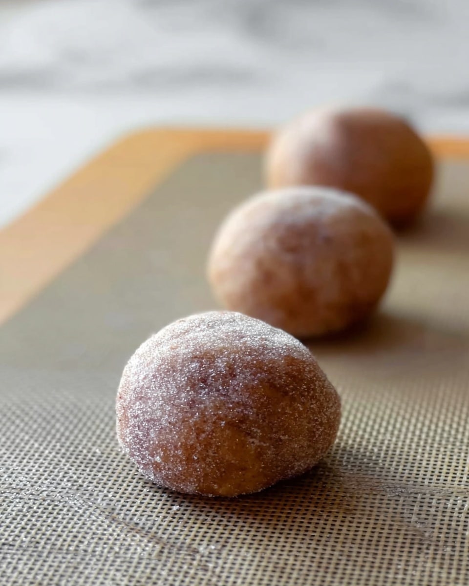 The image shows many round cookies placed on a silver metal cooling rack. Each cookie has a light brown color with a dusting of cinnamon powder on top, giving them a slightly textured and swirled look. The cookies have soft and slightly puffy edges, making them look freshly baked. The background is a white marbled surface. photo taken with an iphone --ar 4:5 --v 7