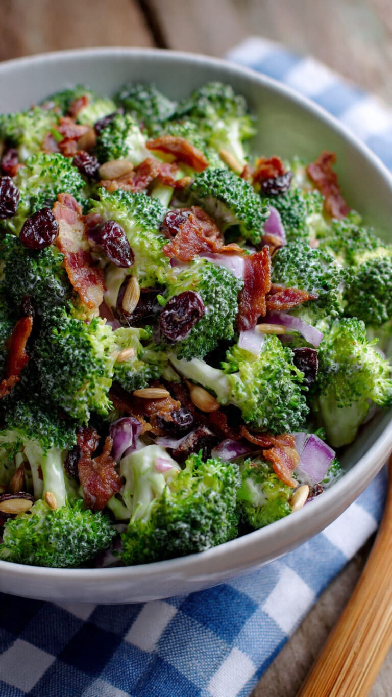 Broccoli Cranberry Salad with Bacon and Sunflower Seeds Recipe