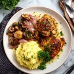Chicken Thighs with Mushrooms and Garlic Potatoes Recipe