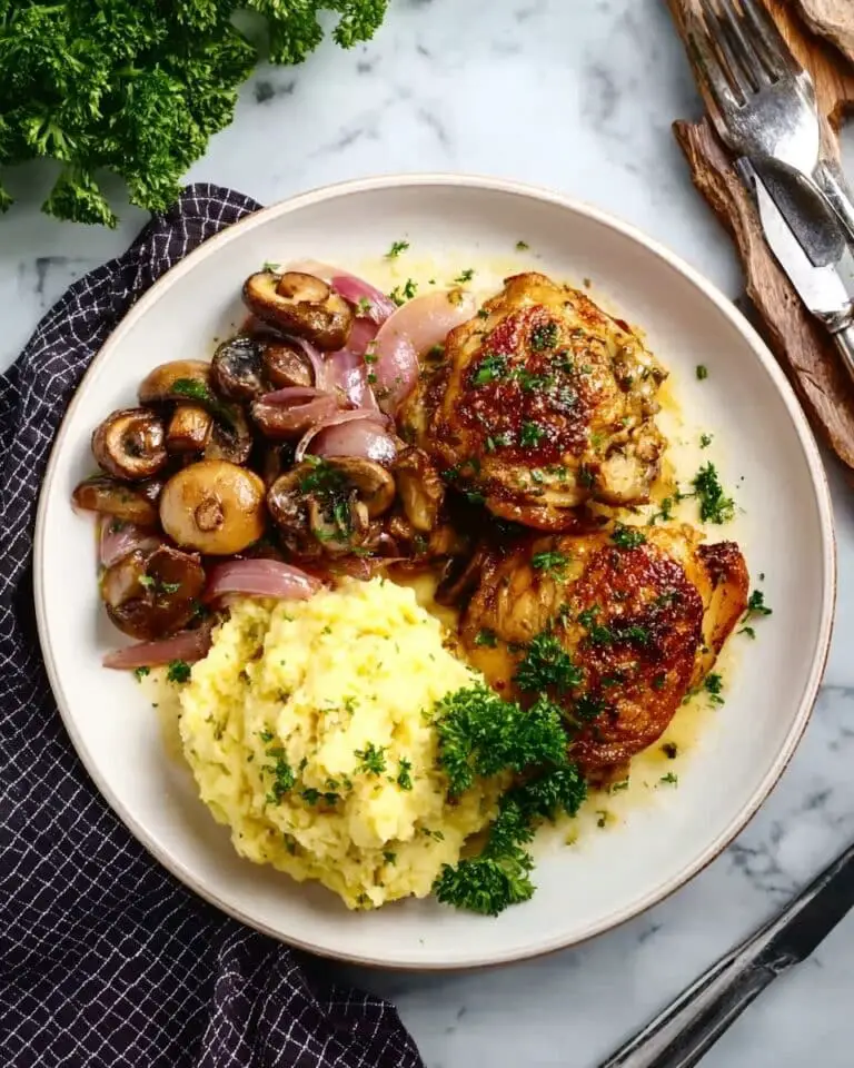 Chicken Thighs with Mushrooms and Garlic Potatoes Recipe