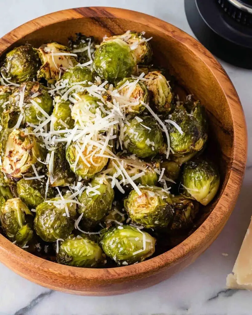 Air Fryer Brussels Sprouts with Parmesan and Italian Seasoning Recipe