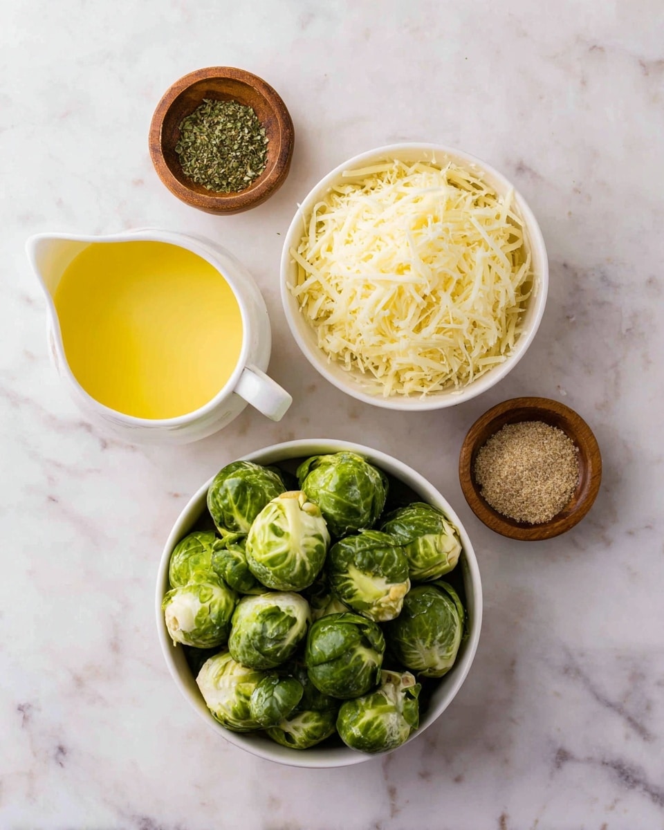 The image shows a white spoon with a wooden handle holding a pile of roasted green Brussels sprouts. The sprouts have slightly browned edges and are sprinkled with small white shredded cheese. The spoon is held above a black air fryer basket that has more scattered roasted Brussels sprouts and bits of cheese inside. The background surface has a white marbled texture. photo taken with an iphone --ar 4:5 --v 7