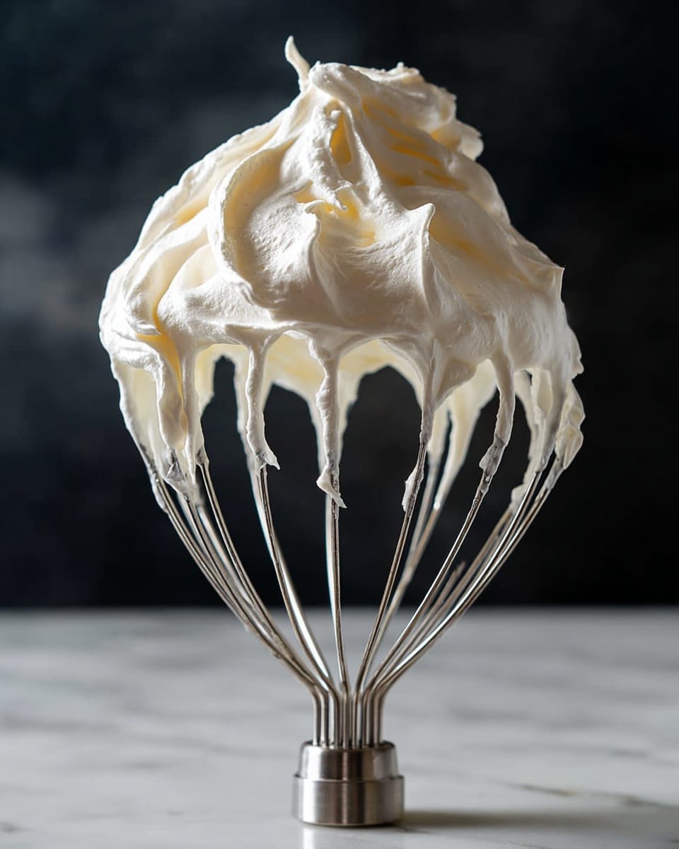 A small clear glass jar filled with layers of fresh blackberries and bright red raspberries, topped with a large swirl of white whipped cream that forms a tall, soft peak above the jar. The jar sits on a white marbled surface, with extra blackberries and raspberries scattered nearby. The whipped cream’s smooth and fluffy texture contrasts with the shiny, plump berries inside the jar, making the colors stand out vividly. Photo taken with an iphone --ar 4:5 --v 7