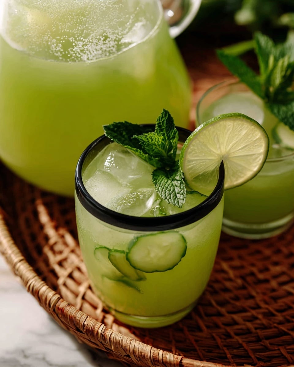 The image shows a blender jar with two long cucumber halves placed inside, crossing each other in an X shape. The cucumbers have light green skin with darker green stripes and their inside flesh is pale green with a soft texture. The blender jar is clear, allowing a full view of the cucumbers and the blender blade at the bottom. The background has a white marbled texture with soft natural lighting. photo taken with an iphone --ar 4:5 --v 7