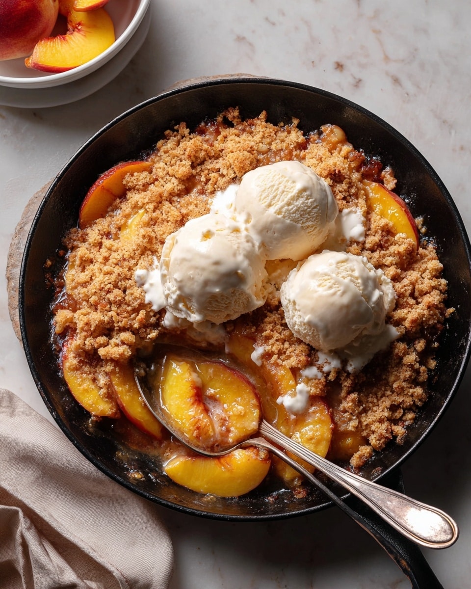A black cast iron pan filled with many thick slices of yellow and red peaches, layered randomly with some pieces showing shiny juicy texture and some showing smooth skin, placed on a white marbled surface. photo taken with an iphone --ar 4:5 --v 7