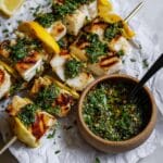 Juicy Grilled Swordfish Skewers with Italian Salsa Verde Recipe