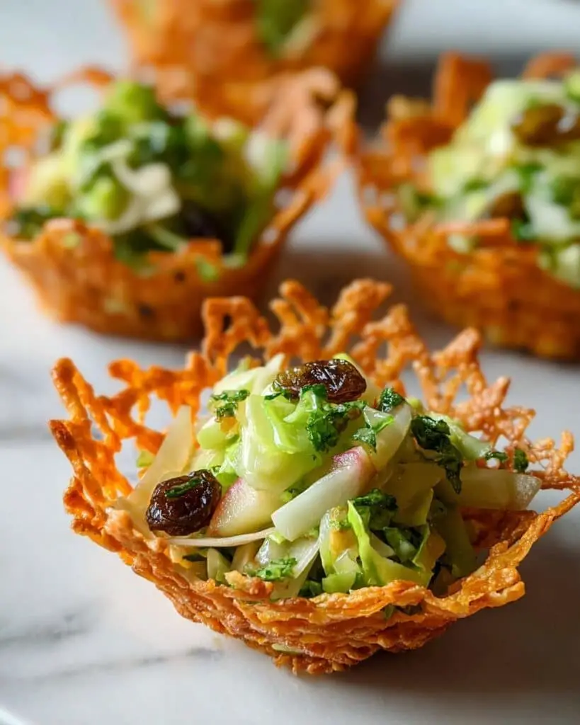Brussels Sprout Slaw with Cheddar Cheese Cups Recipe