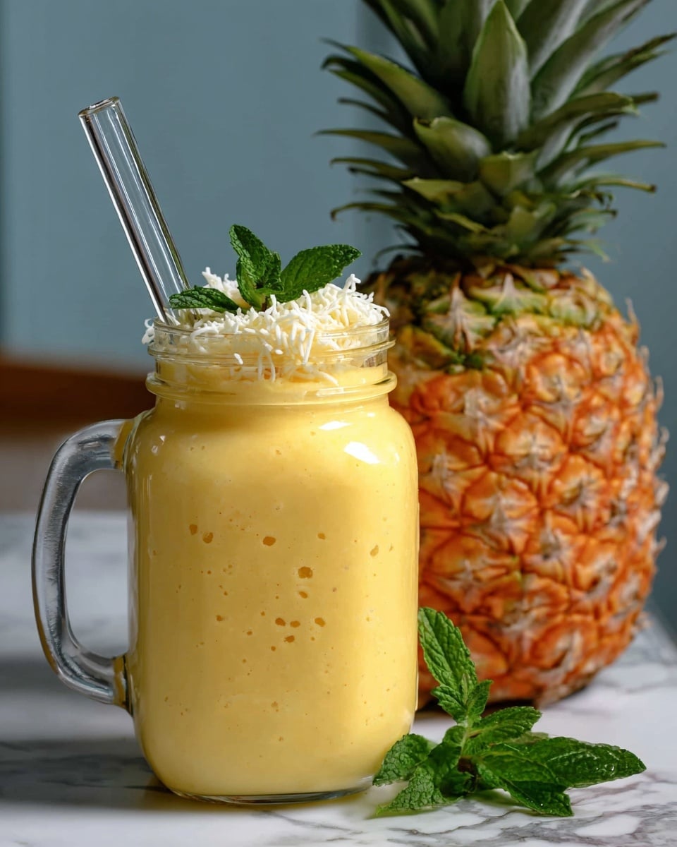 A close-up image shows a ripe mango cut into a grid pattern with bright yellow flesh cubes slightly pulled outward, forming a layered, textured display with neat rows. The mango skin is green and visible around the edges, held by a woman's hand at the bottom right corner, while a whole mango blurred in the background rests on a white marbled surface. photo taken with an iphone --ar 4:5 --v 7