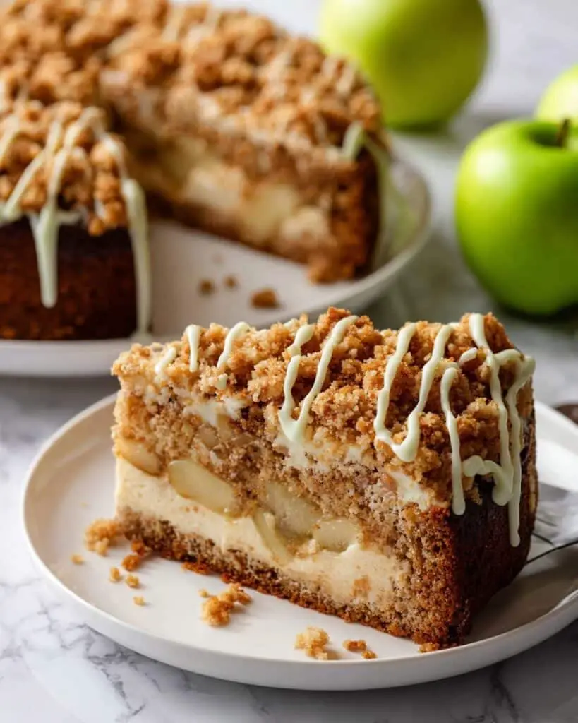 Apple Coffee Cake with Crumb Topping and Maple Glaze Recipe