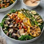 Grilled Vegetable Salad with Spiced Chickpeas and Tahini Dressing Recipe
