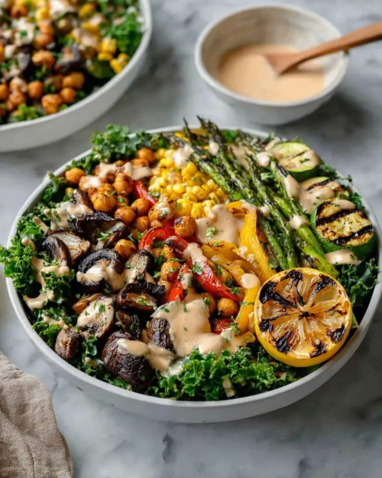 Grilled Vegetable Salad with Spiced Chickpeas and Tahini Dressing Recipe