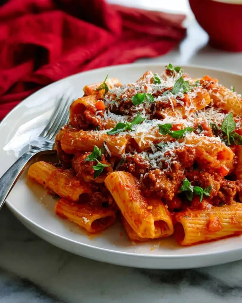 Classic Pasta Bolognese with Fresh Herbs and Parmesan Recipe