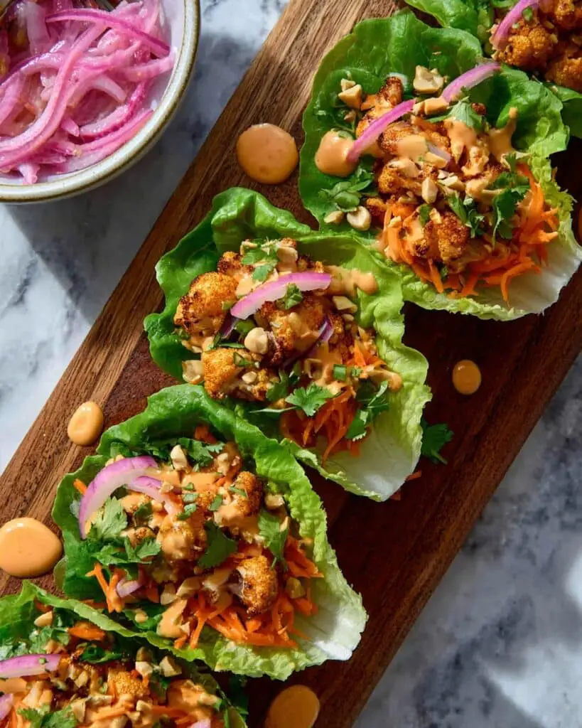 Tofu Lettuce Wraps with Crispy Tofu and Spicy Sriracha Mayo Recipe
