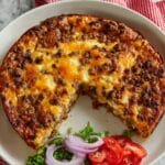 Tortilla Pie with Ground Beef, Tomato, and Cheddar Recipe