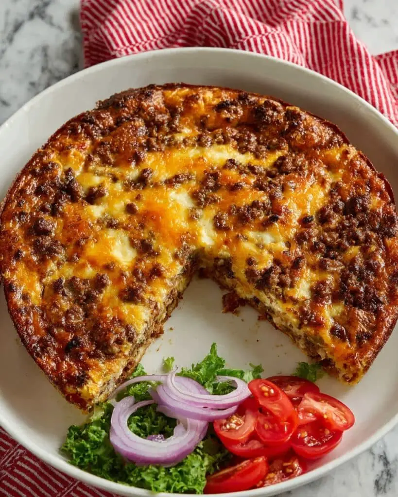 Tortilla Pie with Ground Beef, Tomato, and Cheddar Recipe