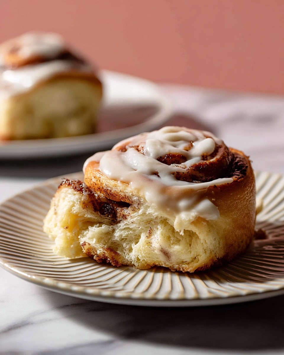 A close-up view of a group of fluffy cinnamon rolls arranged tightly together on a surface with a white marbled texture. Each roll has a thick layer of white cream cheese icing that looks soft and slightly glossy, covering the swirled dough with visible cinnamon filling inside. One cinnamon roll is pulled up slightly, showing the light, airy, and soft inside texture with cream cheese icing dripping down the sides. The rolls have a golden-brown outer crust with darker cinnamon swirls inside, and the icing creates a smooth, creamy contrast over the warm pastry. Photo taken with an iphone --ar 4:5 --v 7