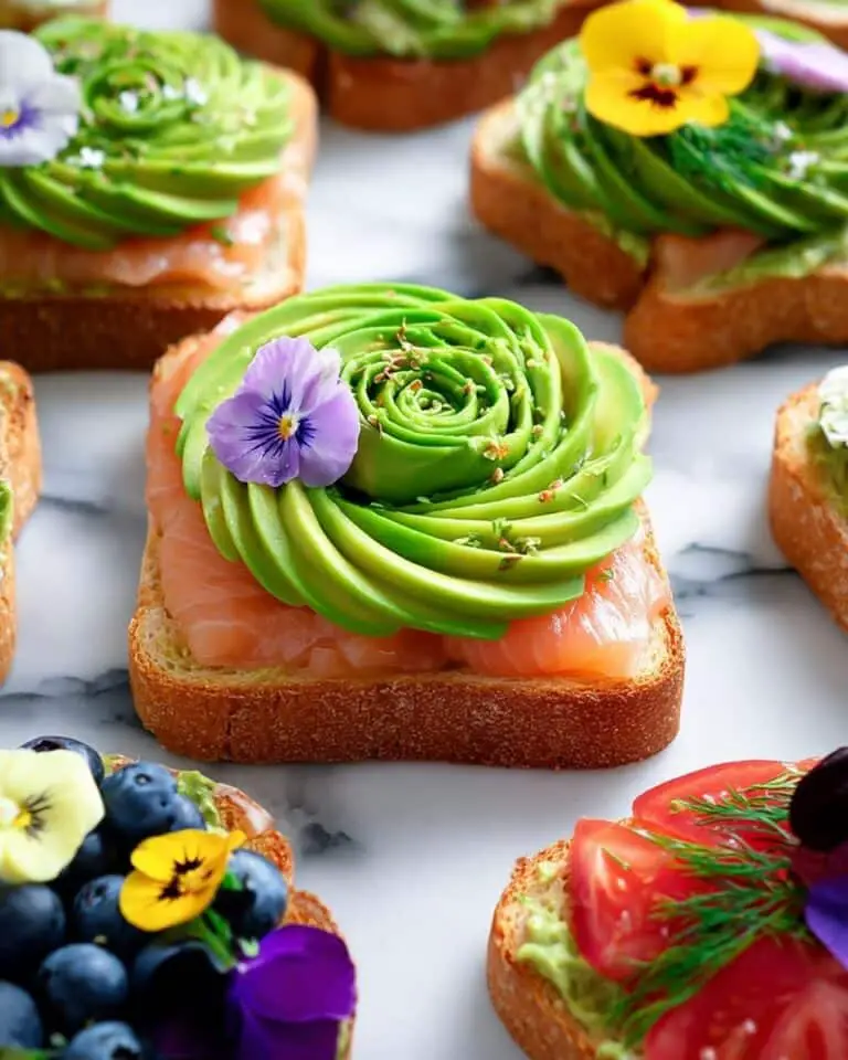 Creative Avocado Toasts Featuring Avocado Roses and Delicious Toppings Recipe