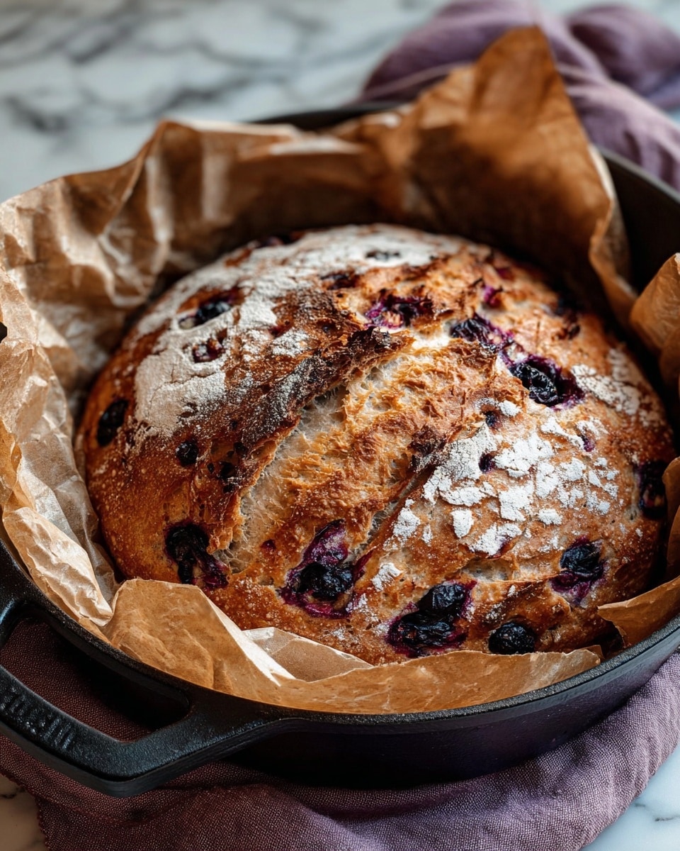 The image shows several slices of bread with a light golden-brown crust and soft, airy white inside dotted with dark purple blueberries. The bread slices lie partly on a white plate with blue speckles and partly on a white marbled surface, surrounded by fresh whole blueberries. The texture of the bread looks soft but slightly crispy on the edges, and the blueberry spots add deep purple highlights inside and near the crust. Photo taken with an iphone --ar 4:5 --v 7