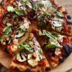Sun-Dried Tomato Pesto Flatbread Pizza with Mozzarella, Basil, and Spicy Toppings Recipe