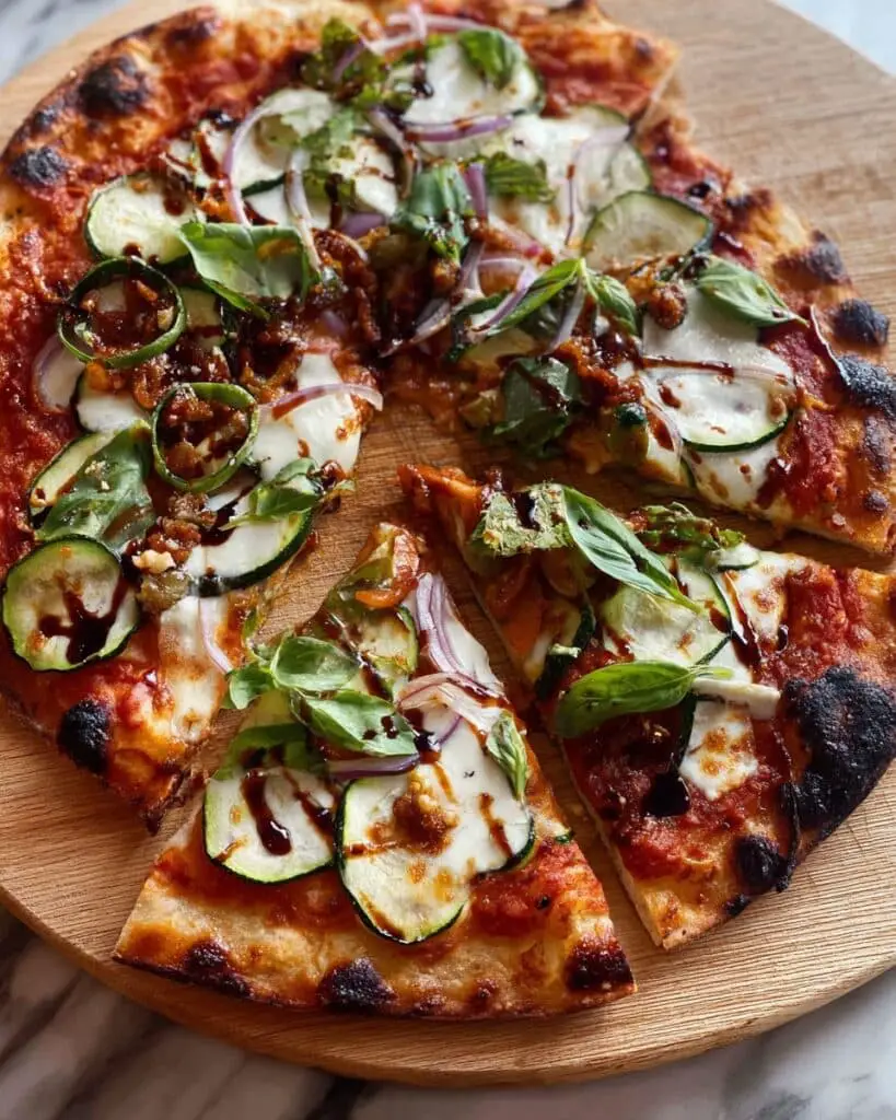 Sun-Dried Tomato Pesto Flatbread Pizza with Mozzarella, Basil, and Spicy Toppings Recipe