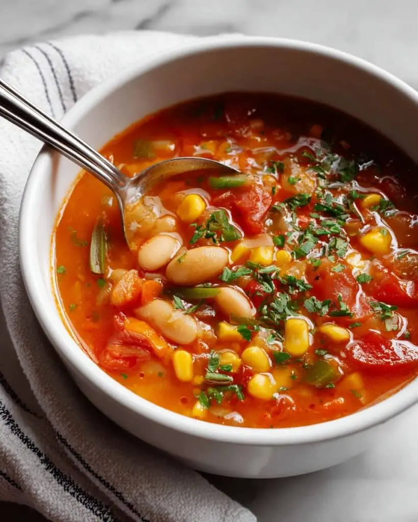 Creamy Butter Bean Soup with Corn and Vegetables Recipe