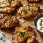 Smashed Potatoes with Lemon & Garlic Dip Recipe