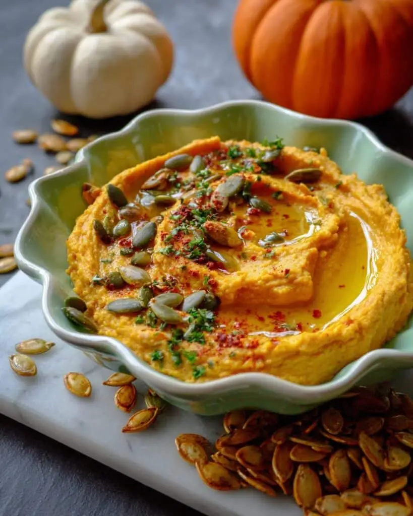 Pumpkin Hummus with Roasted Pepitas and Sage-Infused Oil Recipe