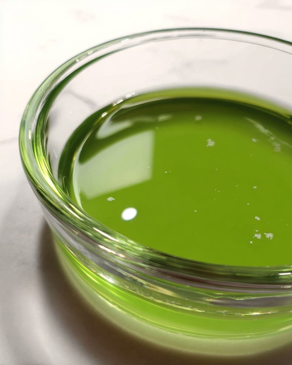 A clear glass with a thin stem holds a bright green liquid that fills most of the glass. The smooth surface of the liquid shows a few small bubbles floating on top near the edges, giving it a fresh look. The glass sits on a white marbled surface, and the light around it makes the green color stand out vividly. There is only one layer of the drink in the glass, and the simple, clean setup shows the rich green color clearly. photo taken with an iphone --ar 4:5 --v 7