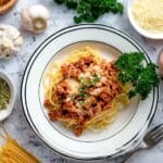 Ground Chicken Spaghetti with Tomato and Cheese Recipe