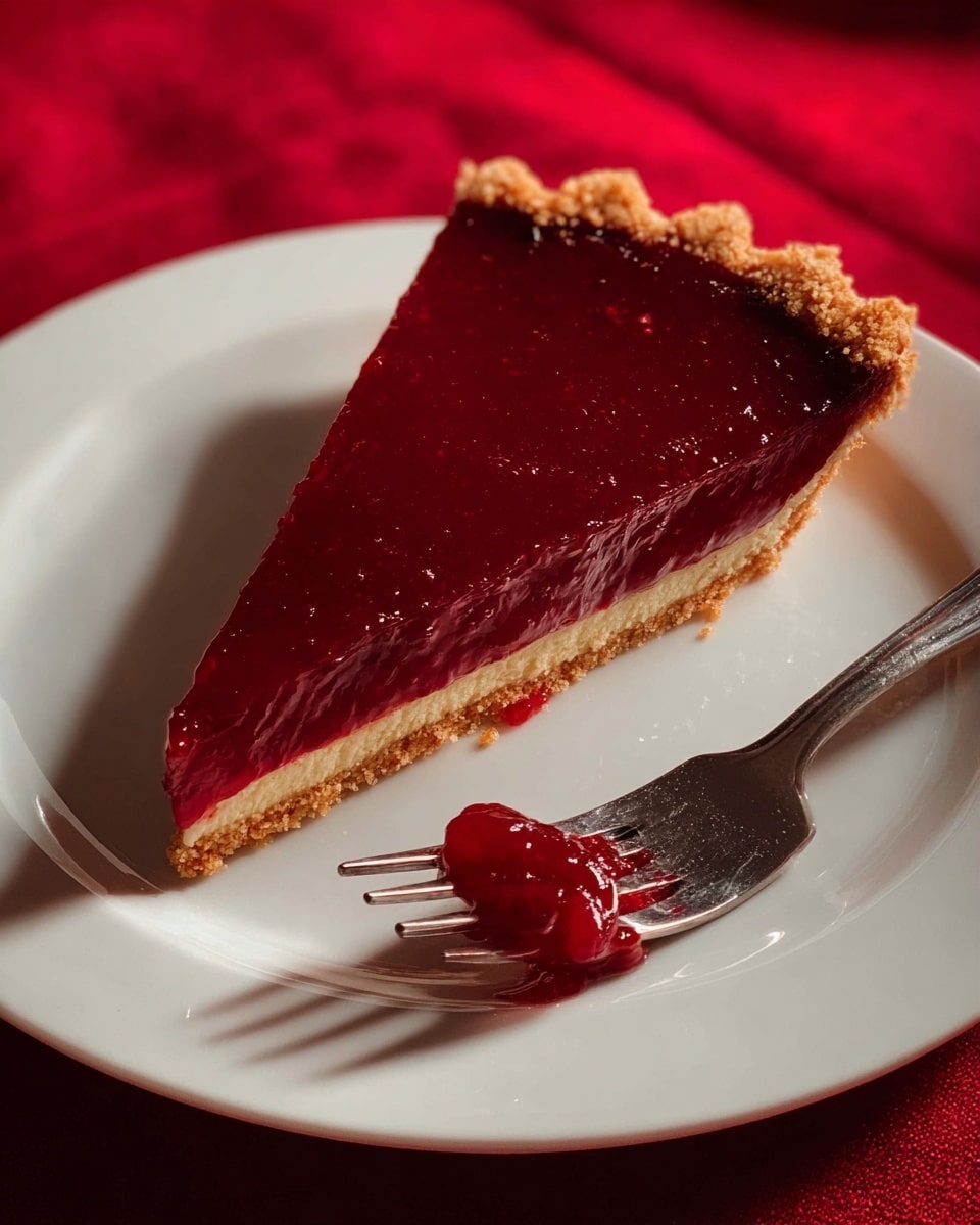 A round tart with one layer of smooth, deep red filling that has a shiny surface, sitting inside a light golden, crumbly crust with scalloped edges, resting on a black cooling rack placed on a white marbled texture surface photo taken with an iphone --ar 4:5 --v 7