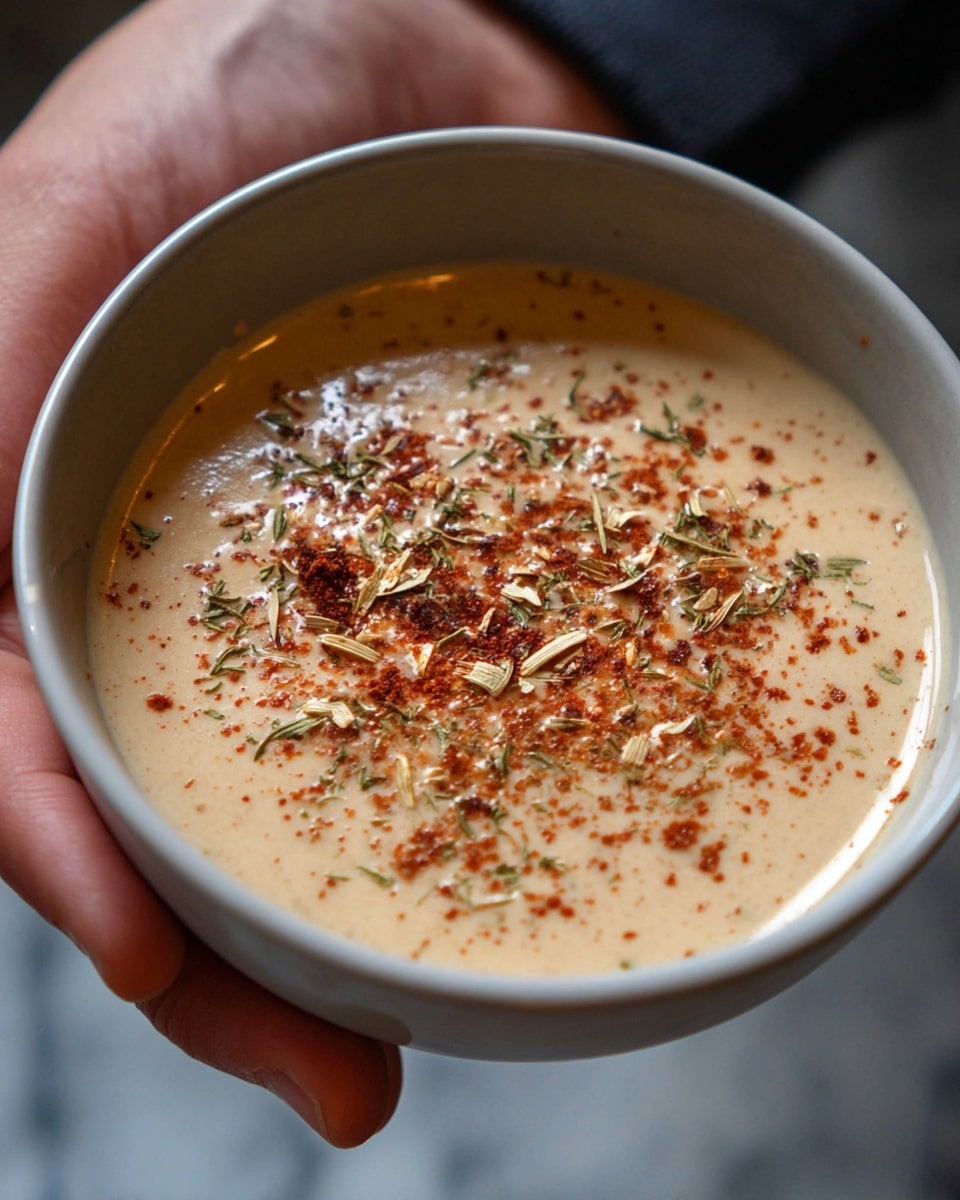 In a clear bowl on a white marbled texture, there is a mixture with four layers. The bottom layer is dark brown and smooth with some spiced specks. The second layer is light tan and slightly grainy in texture. On top of that, a thick white creamy layer creates soft folds and peaks. The top layer has a dusting of coarse black pepper and light brown powder spread across the white cream. photo taken with an iphone --ar 4:5 --v 7