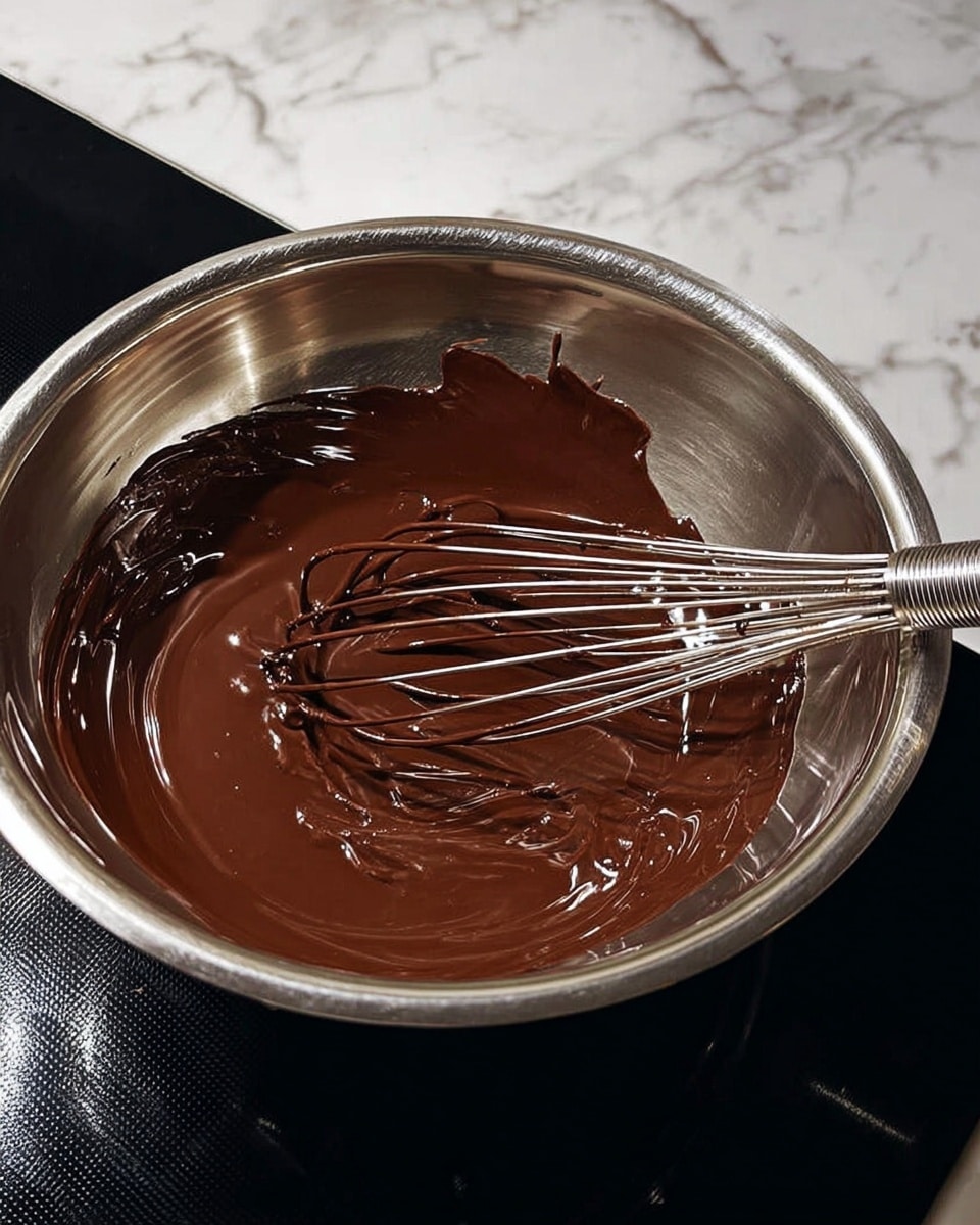 The image shows several scoops of rich, dark brown chocolate mousse with a smooth and creamy texture, placed together on a round metal tray. The mousse has a slightly shiny surface with some rough parts where it has been scooped, and one scoop has a noticeable scoop mark in the center. On top, there are small pieces of chopped nuts in white and light brown, adding texture and contrast to the dark mousse. The tray is set on a white marbled surface, and the overall look is rustic and homemade. Photo taken with an iphone --ar 4:5 --v 7
