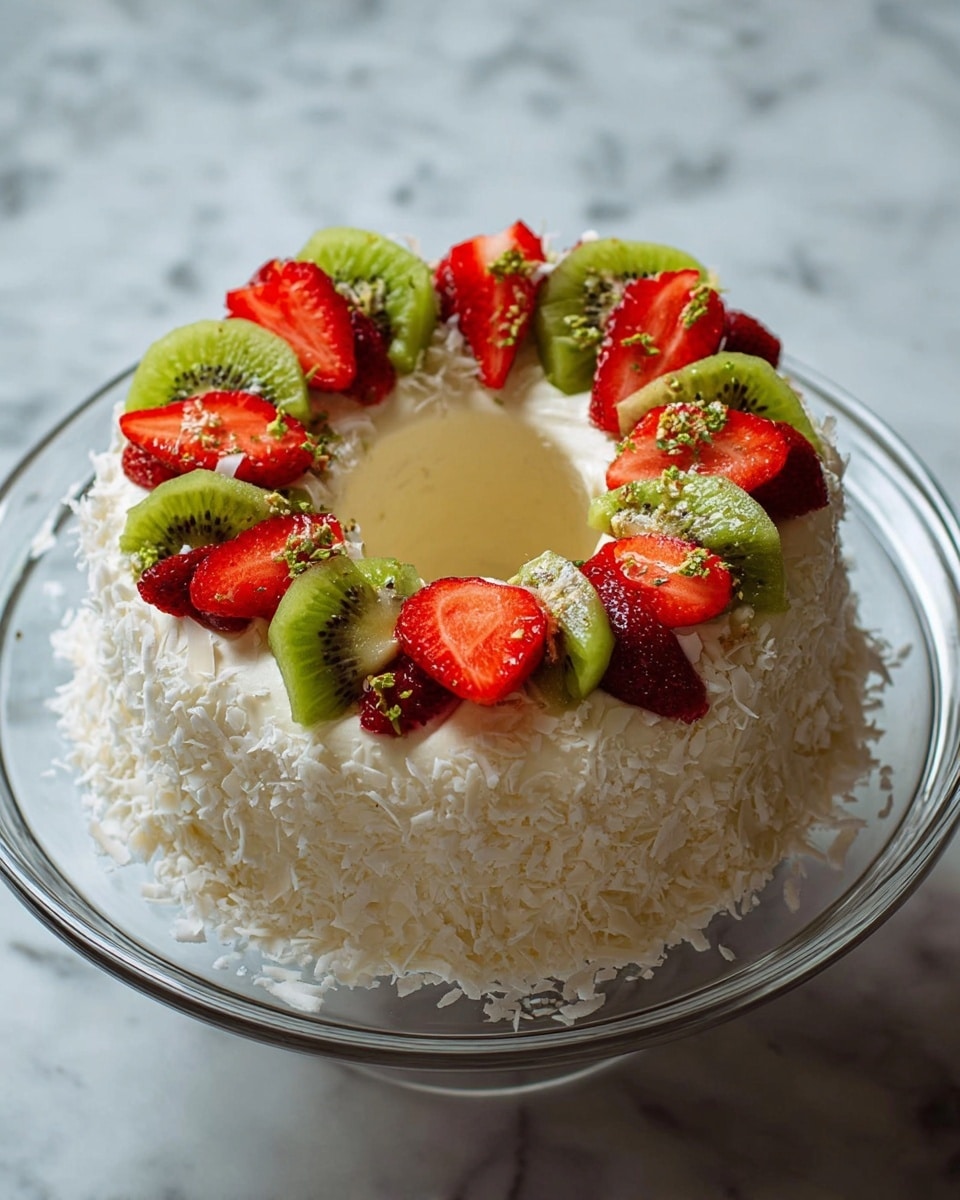 A round white sponge cake with a hole in the center sits on a clear glass plate on a white marbled surface. The cake layer has a light golden brown edge with a soft, spongy white inside. Nearby on the same white marbled surface, there is a rectangular white plate with two stacked cake layers, each with the same golden brown edges and soft white inside. The scene is simple and clean with soft natural light. photo taken with an iphone --ar 4:5 --v 7