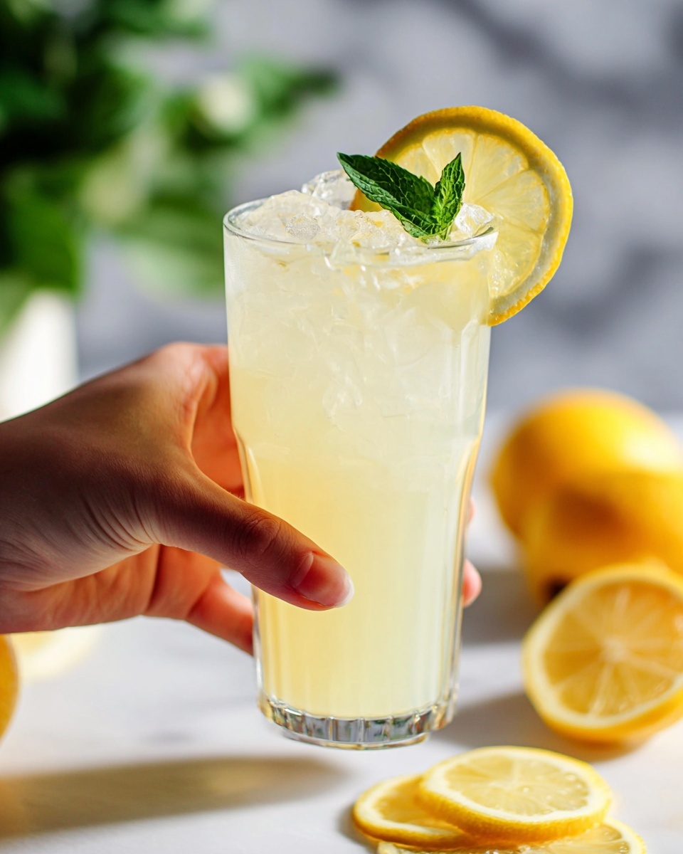 Two clear glasses filled with light yellow lemonade and ice sit on a round white plate. Each glass has a thin slice of lemon and a small sprig of fresh green mint on top. Around the glasses on the plate are whole yellow lemons, one lemon cut in half showing its bright yellow inside, and a few small mint leaves scattered. A translucent white cloth flows across the plate and onto a white marbled surface in the background. The scene is bright and fresh, with soft natural light highlighting the colors and textures. Photo taken with an iphone --ar 4:5 --v 7