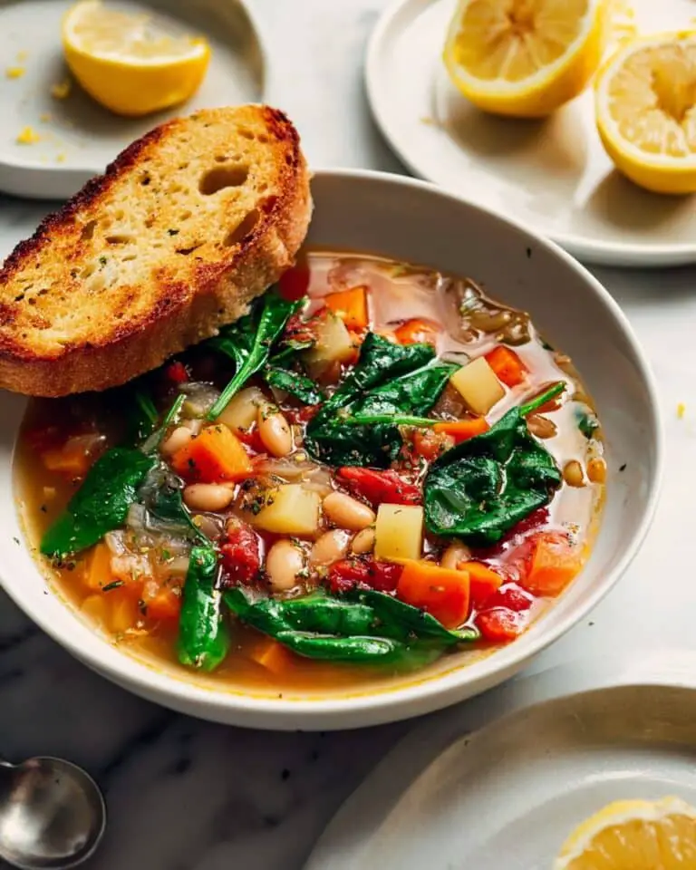 Instant Pot Navy Bean Soup with Roasted Red Peppers and Spinach Recipe