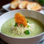 Courgette and Potato Soup with Cheese Crisps Recipe